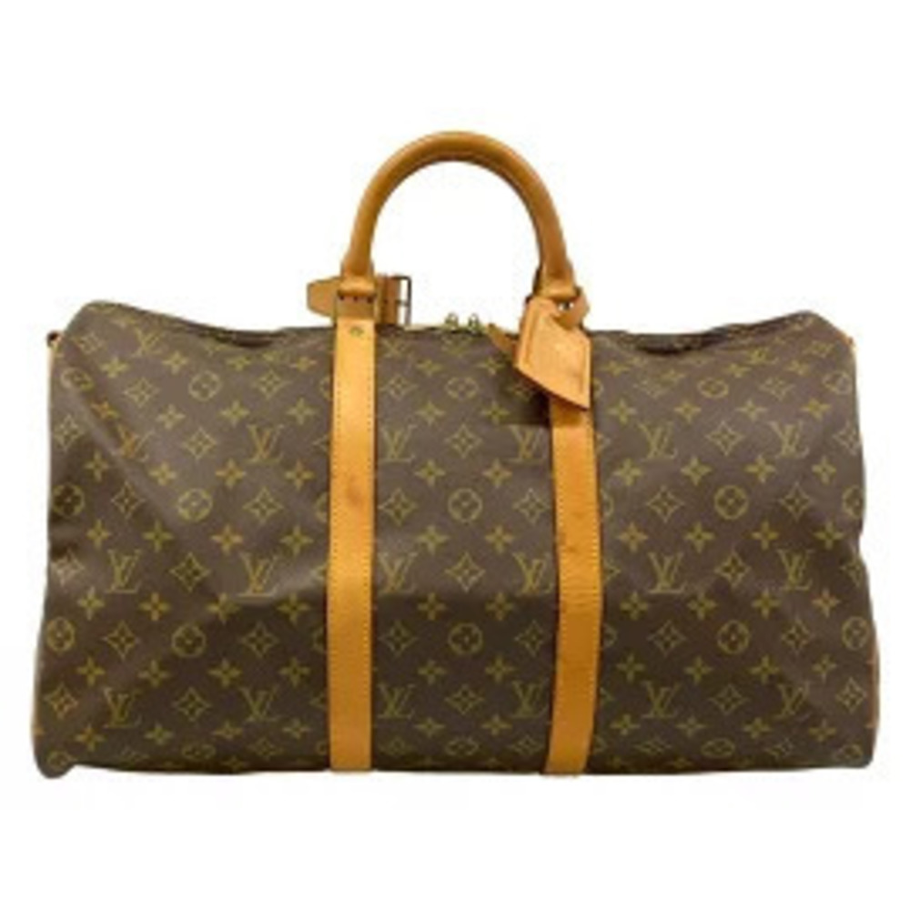 Louis Vuitton Keepall Bandouliere Travel Bag Leather Black Brown